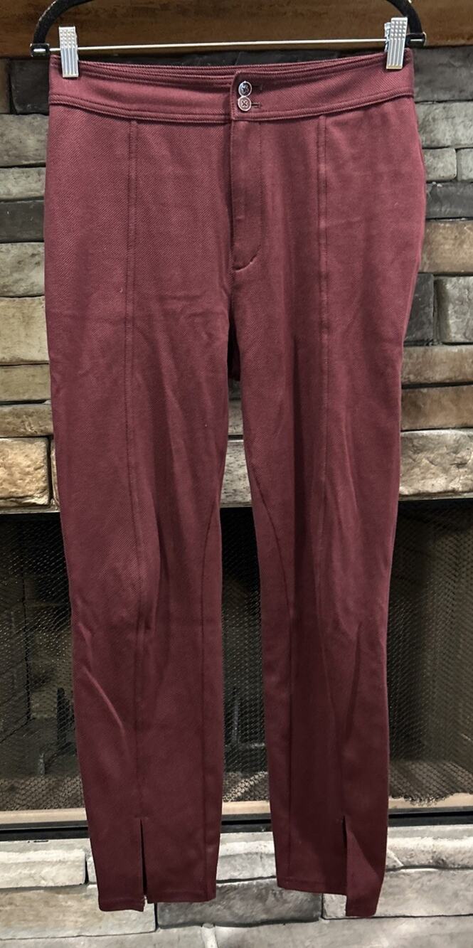 Anthropologie MAEVE Merlot High Rise Seamed Spli Hem Skinny Pants Size 6 *B1